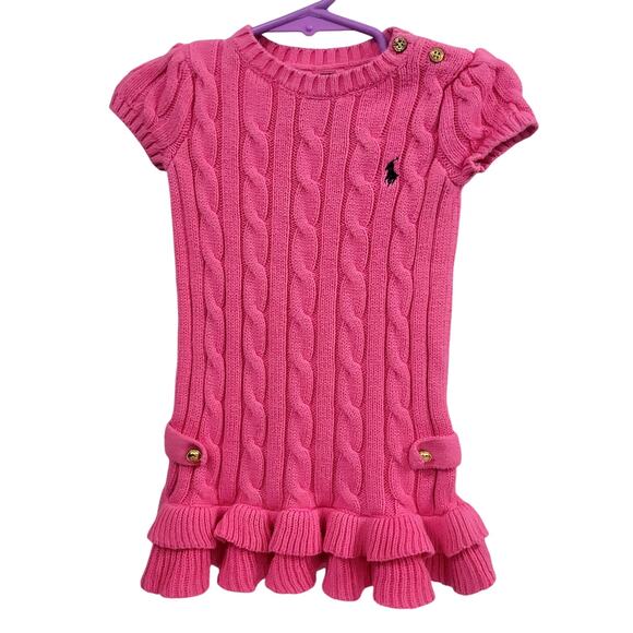 Ralph Lauren Pink Cable Knit Sweater Dress Size 12 months - Picture 1 of 6
